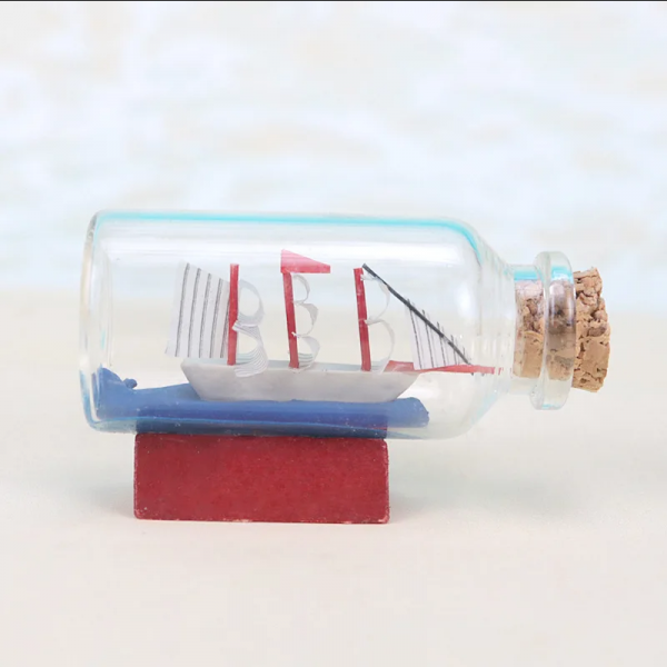 Miniature ship in a glass bottle