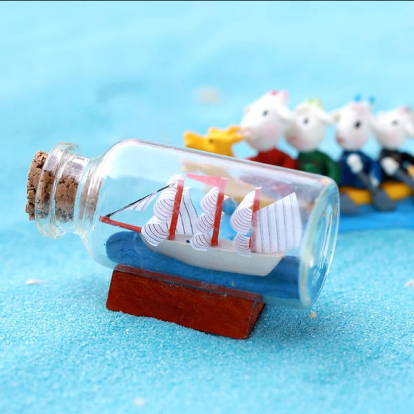 Miniature ship in a glass bottle