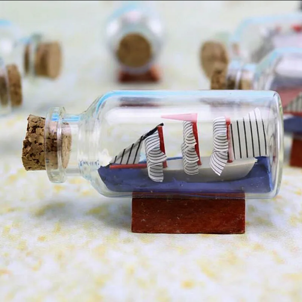 Miniature ship in a glass bottle