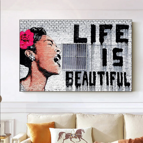 Banksy's graffiti "Life is beautiful"