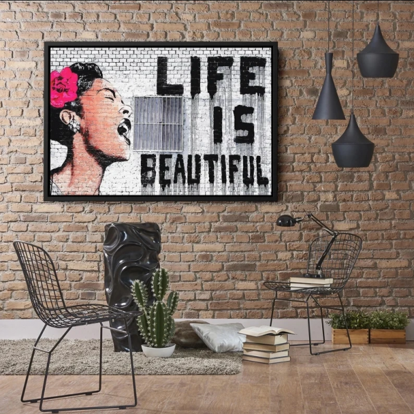 Banksy's graffiti "Life is beautiful"